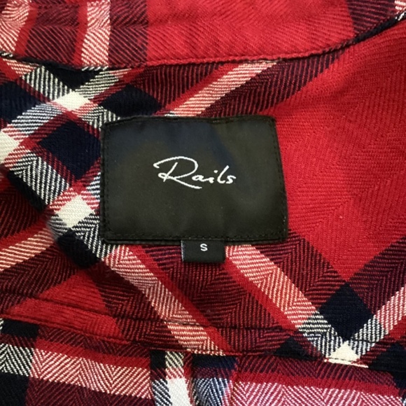 Rails Hunter Carmine Navy white Tatum plaid button up shirt size small - Picture 11 of 12
